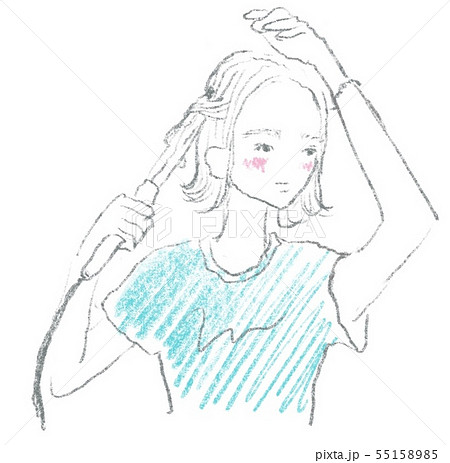 ミディアムヘアたて巻きのイラスト素材