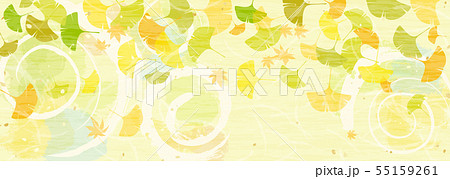 秋の陽だまりとカラフルな銀杏の葉のイラスト素材