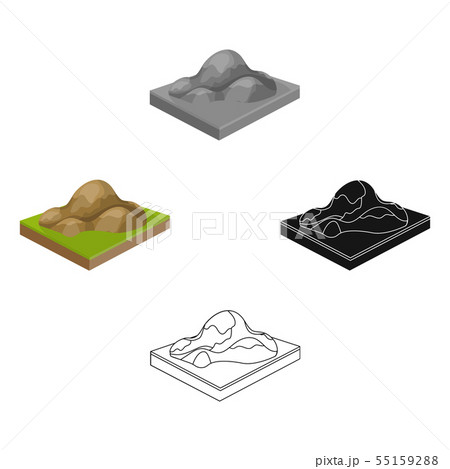 Mountains, rocks and landscape. Relief and mountains single icon in cartoon,black style isometric Mountains, rocks and landscape. Relief and mountains single icon in cartoon,black style isometric 55159288