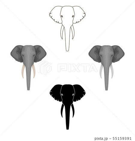 Elephant icon in cartoon,black style isolated on white background. Realistic animals symbol stock 55159391
