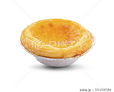 Egg tart sweet custard pie in foil cup isolated on 55159784