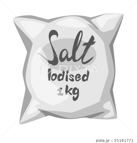 Vector illustration of bag and salty sign. Collection of bag and powder stock symbol for web. Vector illustration of bag and salty sign. Collection of bag and powder stock symbol for web. 55161771