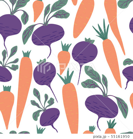 Hand drawn carrot and beet seamless pattern on Hand drawn carrot and beet seamless pattern on 55161950