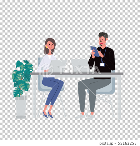 パソコン　タブレット　仕事をする　男女　イラスト 55162255