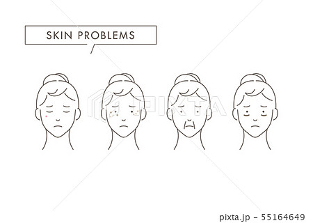 肌トラブルに悩む女性のイラスト素材