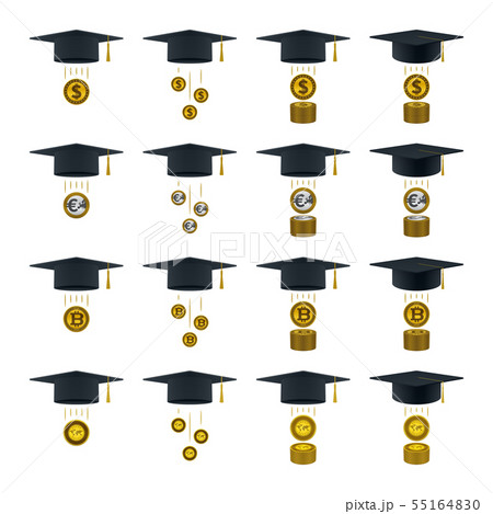 Coins coming out of graduation caps Coins coming out of graduation caps 55164830
