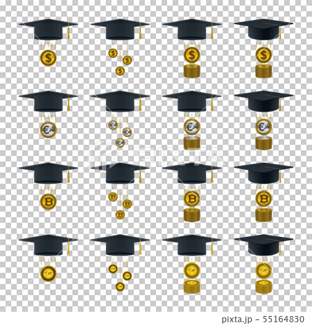 Coins coming out of graduation caps Coins coming out of graduation caps 55164830