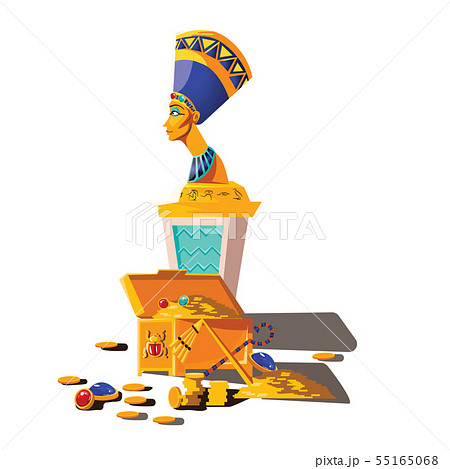 Ancient Egypt vector, statue of Nefertiti treasure 55165068