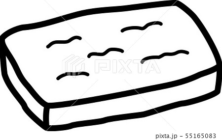 油揚げ 揚げ豆腐 和食 一枚 白黒線画のイラスト素材