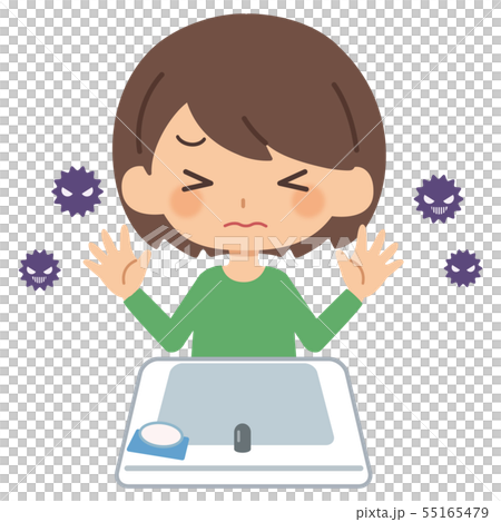 Child girl 3 hand wash 55165479