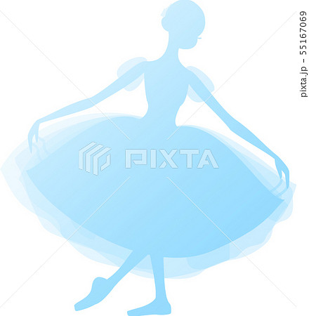バレエ　バレリーナ　ジゼル　シルエット　ブルー　グラデーション 55167069