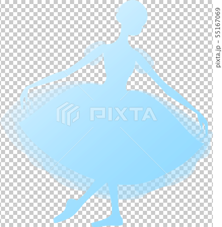 バレエ　バレリーナ　ジゼル　シルエット　ブルー　グラデーション 55167069