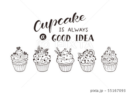 hand drawn cupcakes 55167093