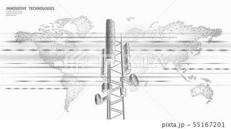 3d base station receiver. telecommunication tower 4g polygonal design global connection information 3d base station receiver. telecommunication tower 4g polygonal design global connection information 55167201