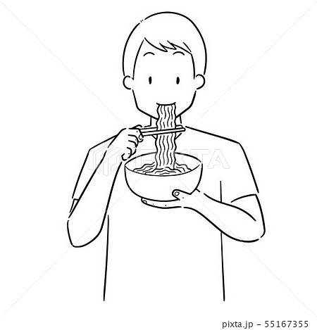 vector set of man eat noodle 55167355