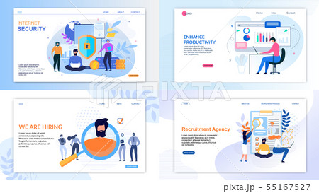 Flat Landing Page Set for Business and Security Flat Landing Page Set for Business and Security 55167527