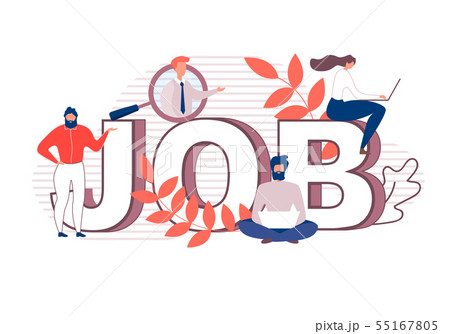 Flat Cartoon Huge Letters Making Word Job Bannerのイラスト素材 [55167805] - PIXTA