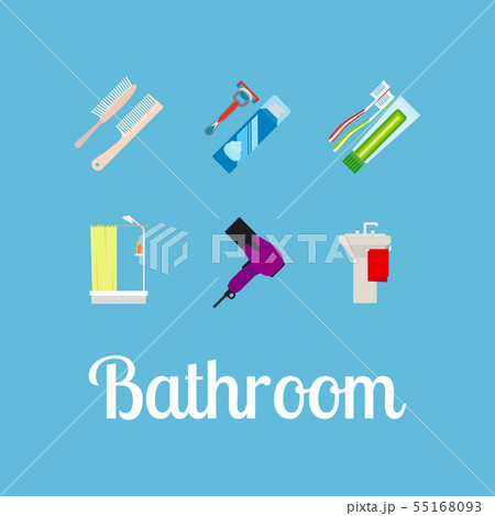 Bathroom items flat icon set 55168093