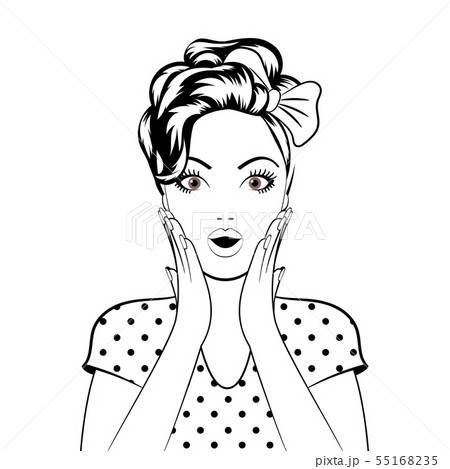 Black line art woman face Black line art woman face 55168235