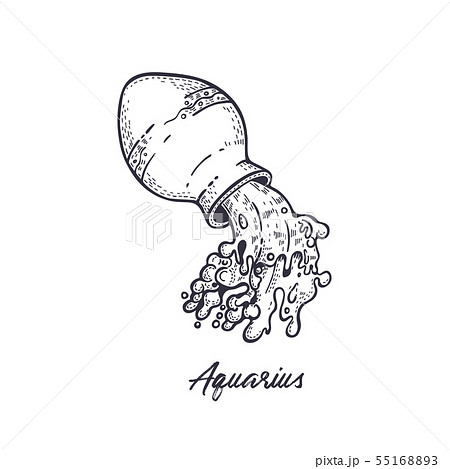 Zodiac sign Aquarius . The symbol of the astrological horoscope. Hand-drawn illustration. Zodiac sign Aquarius . The symbol of the astrological horoscope. Hand-drawn illustration. 55168893