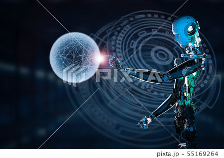 robot working with virtual display 55169264