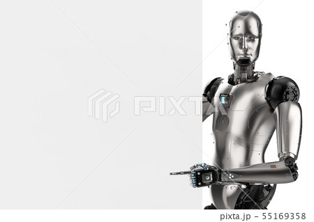 Robot With White Blank Paperのイラスト素材