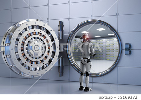 robot working with bank vault robot working with bank vault 55169372