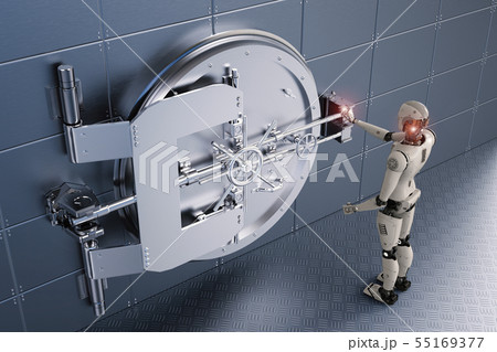 robot working with bank vault robot working with bank vault 55169377
