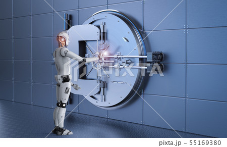 robot working with bank vault 55169380