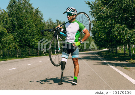 Athlete disabled amputee training in cycling Athlete disabled amputee training in cycling 55170156