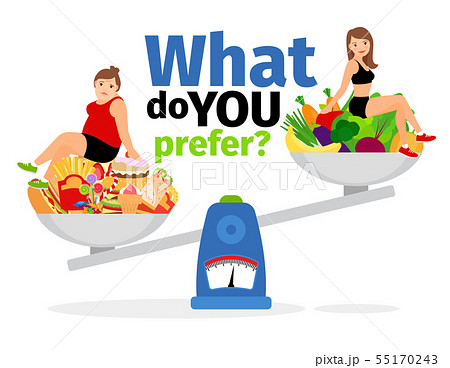 Unhealthy food and healthy vegan eating Unhealthy food and healthy vegan eating 55170243