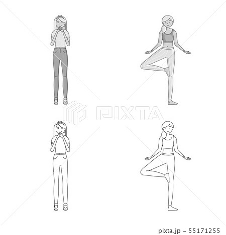 Isolated object of posture and mood sign. Collection of posture and female vector icon for stock. Isolated object of posture and mood sign. Collection of posture and female vector icon for stock. 55171255
