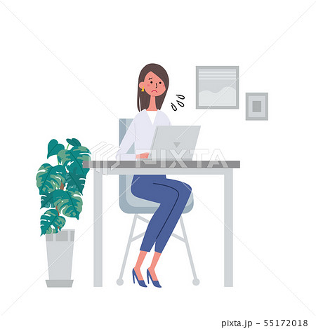 パソコンをする女性　イラスト　アイコン　 55172018