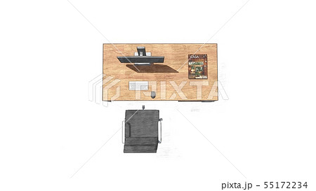 デスクワーク 建築図面 Cad Cg イラスト風 カラー3 人無しのイラスト素材