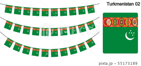 トルクメニスタンの国旗のガーラーンド　ベクターデータ（bunting garland）