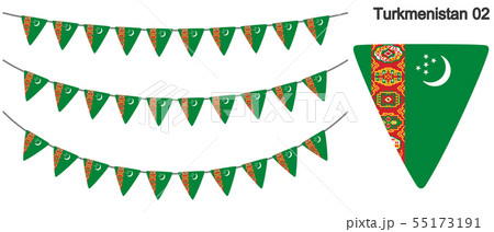 トルクメニスタンの国旗のガーラーンド　ベクターデータ（bunting garland）