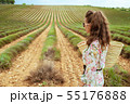 woman in green field in Provence, France looking into distance 55176888