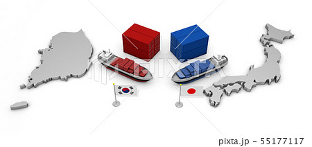 日本と韓国 貿易問題のイラスト素材