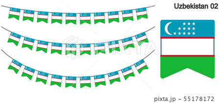 ウズベキスタンの国旗のガーラーンド　ベクターデータ（bunting garland）