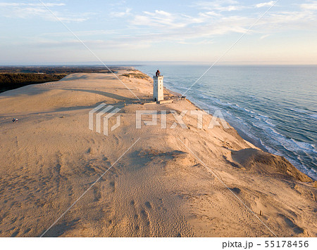Aerial Drone View of Rubjerg Knude Lighthouse in Denmark 55178456