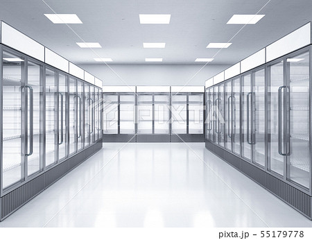 empty commercial fridges in store 55179778