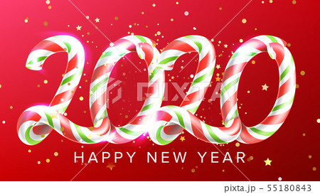 Candy In Form 2020 Happy New Year Banner Vector 55180843