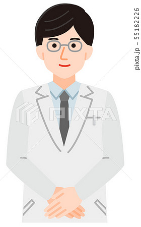 男性 医者 白衣 シンプル 線なし イラストのイラスト素材