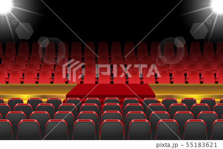 red chairs and golden stage in the hall 55183621