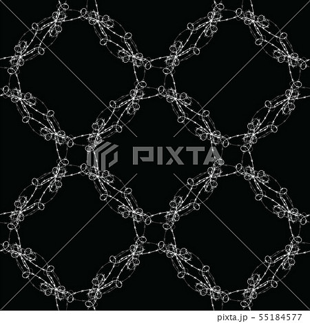 Barbed Wire Circle Seamless Pattern. Stylized Prison Concept. Symbol of Not Freedom. Metal Frame 55184577