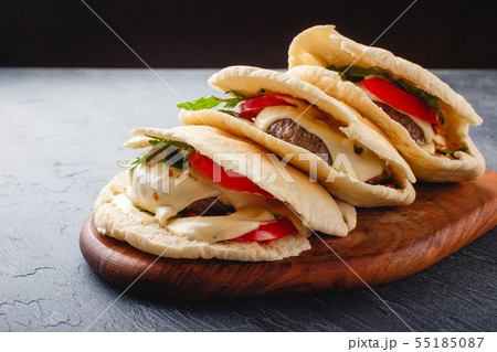 Burgers in a pita bread Burgers in a pita bread 55185087