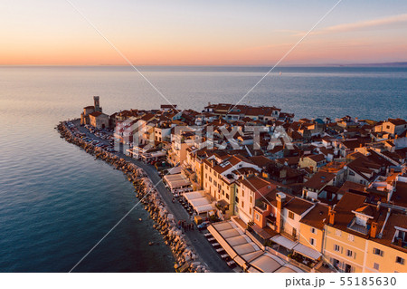 Aerial panorama of Slovenian city Piran Aerial panorama of Slovenian city Piran 55185630