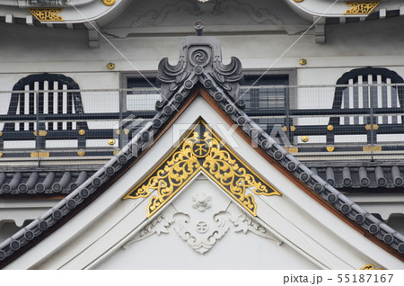 岸和田城の天守閣 (正面 アップ)（大阪府岸和田市岸城町） 55187167
