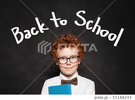 Child boy with ginger hair on chalkboard portrait. Child boy with ginger hair on chalkboard portrait. 55188243