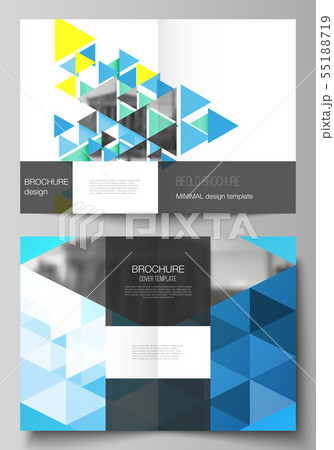 The vector layout of two A4 format cover mockups design templates for bifold brochure, magazine 55188719